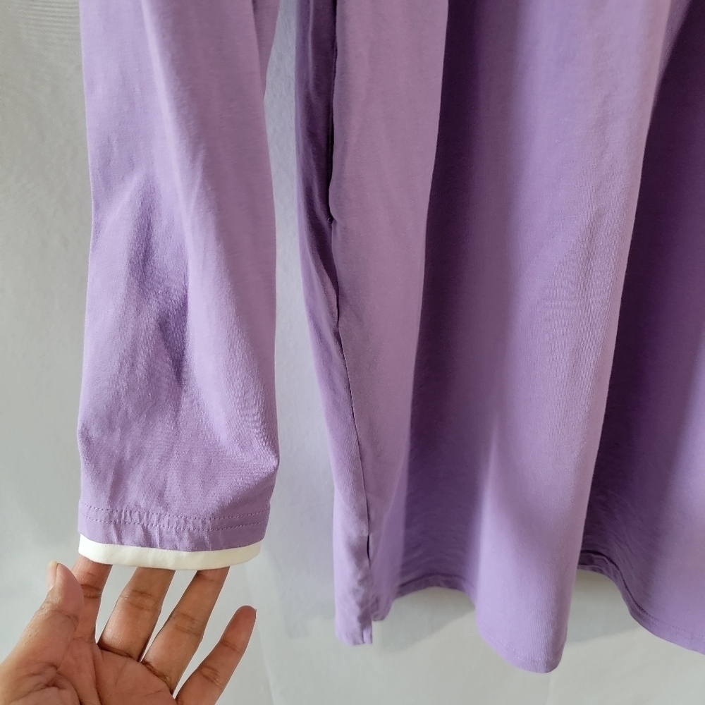 JACK SMITH Women's Sport Shirt Dress Sz L Purple Long Sleeve Pocket Athleisure - Picture 9 of 12